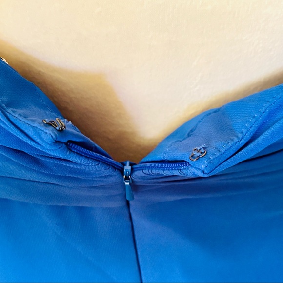 Bill Levkoff Sample Size US 12 One Shoulder Blue Wrap Detail Formal Mini Dress - Picture 10 of 15